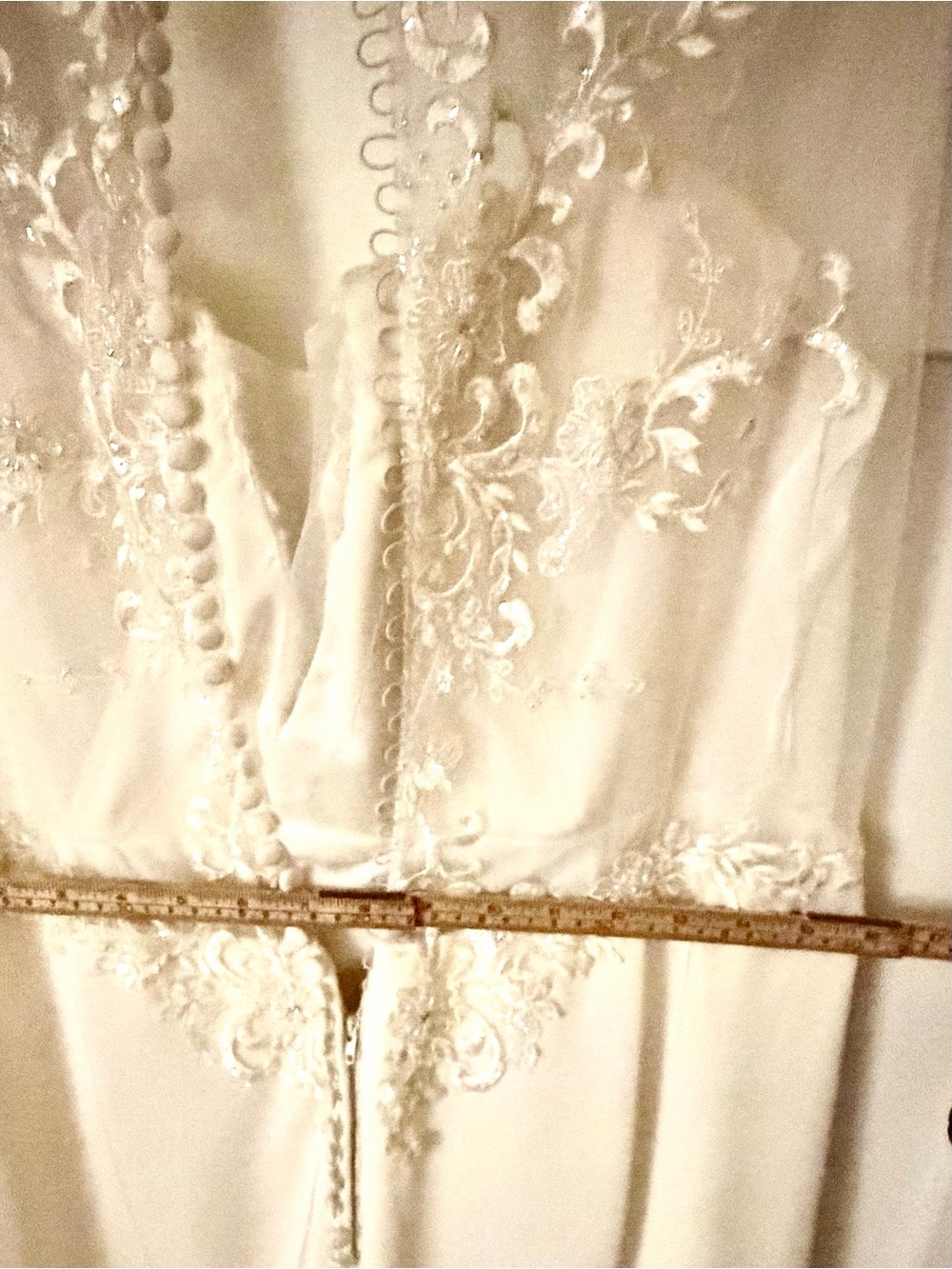 Classic White Lace Bodice Wedding Gown with Front Slit - Picture 8 of 13